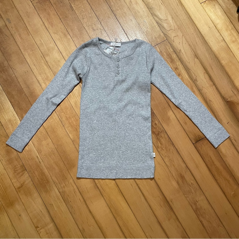 NWT Jamie Kay Grey Organic Cotton Modal Long Sleeve Henley